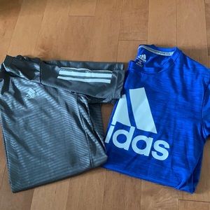 Adidas (2) boys short sleeve shirts. Sz 14/16.